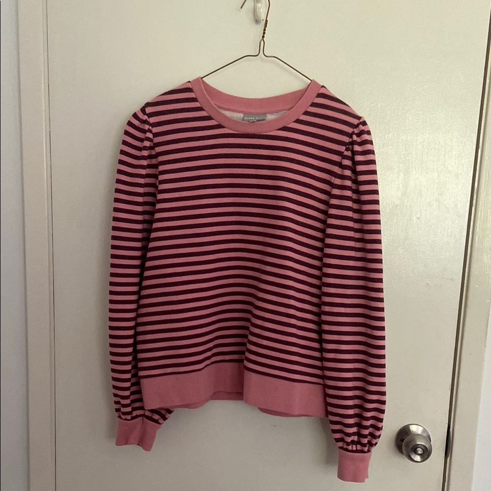 Oliver Bonas Burgundy and Pink Puff-sleeve Sweatshirt